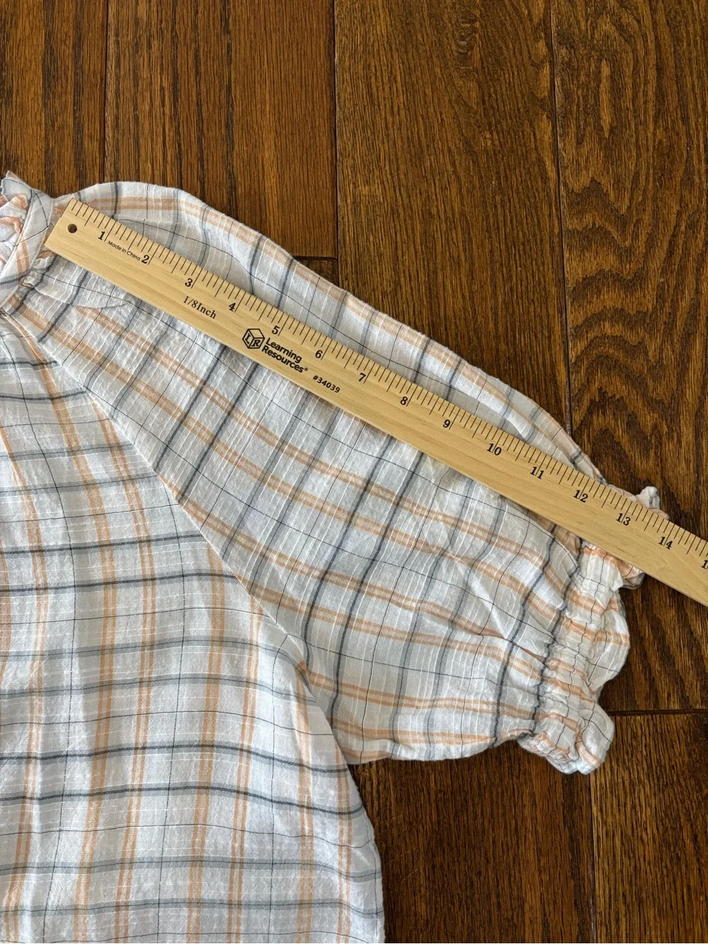 LOFT Plaid Ruffle Neck Peasant Blouse Size Large